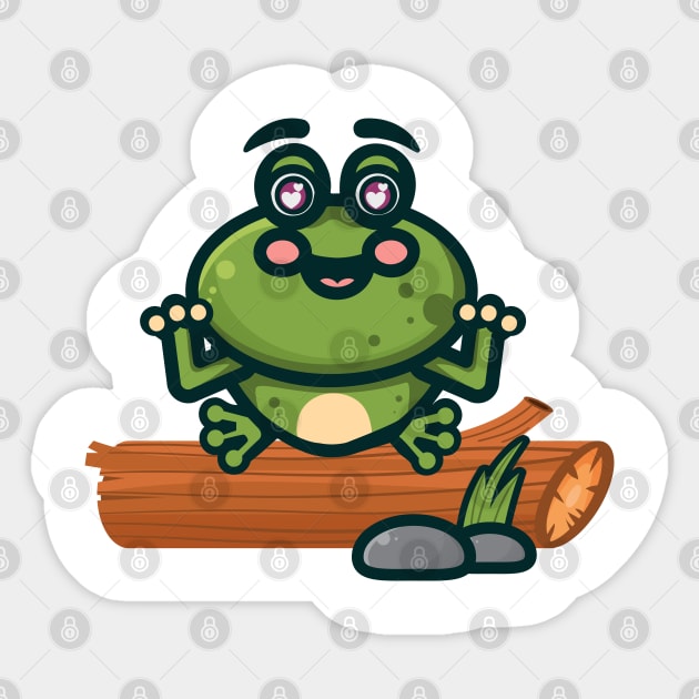 cute frog branch Sticker by onama.std